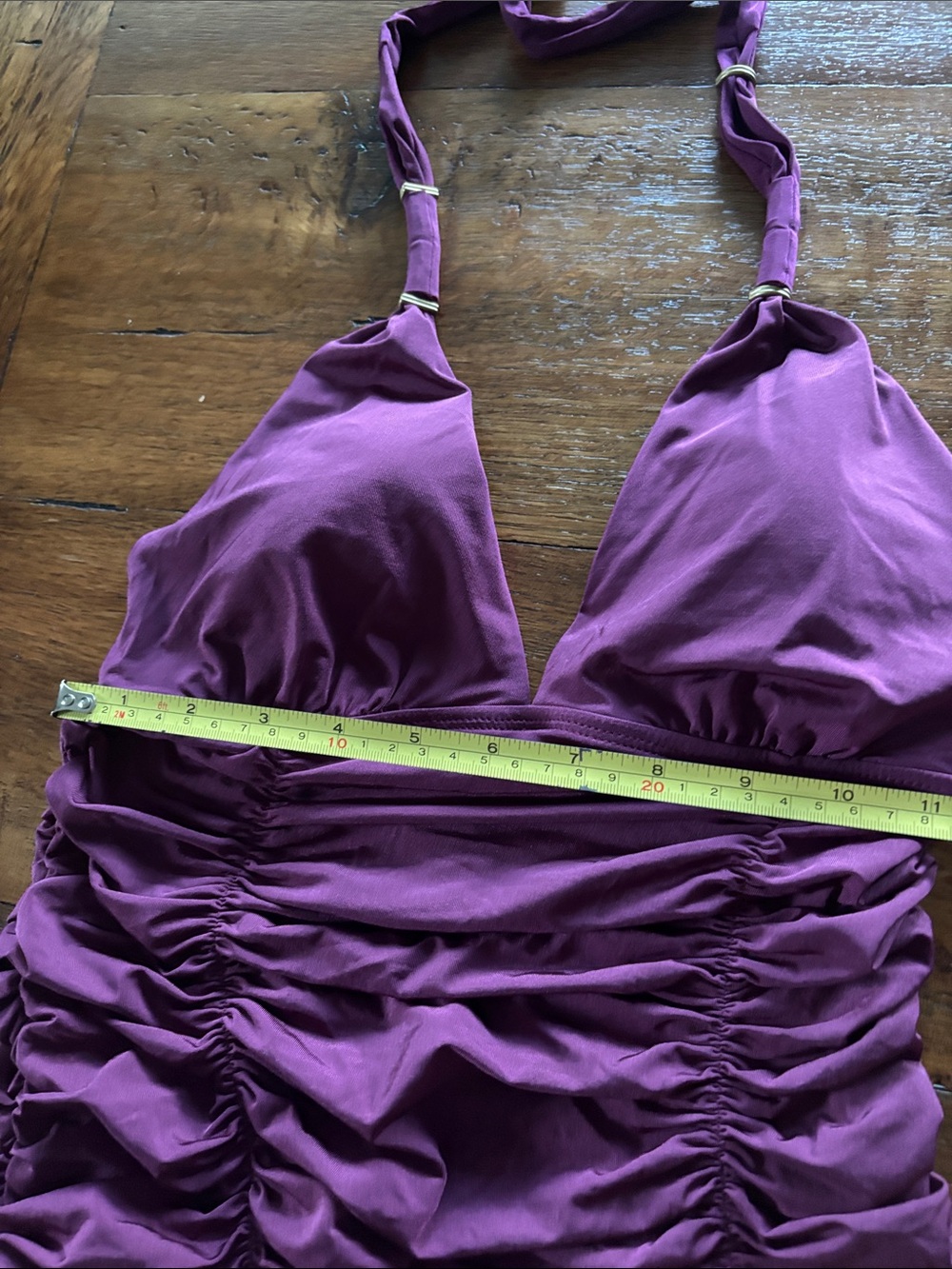 Vitamin A Ruched Halter Tankini Set in Plum - Picture 5 of 16
